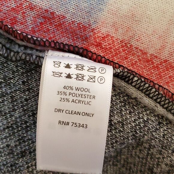 CYNTHIA ROWLEY Crew Neck Red Multicolor Plaid Wool Blend Tweed Coat, Size Small - Picture 8 of 8